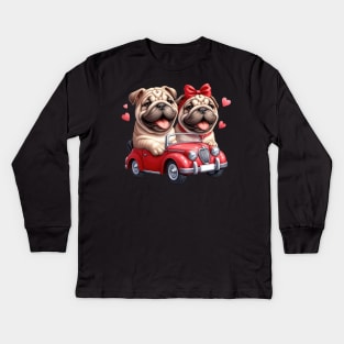 Valentine Bulldog Couple Kids Long Sleeve T-Shirt